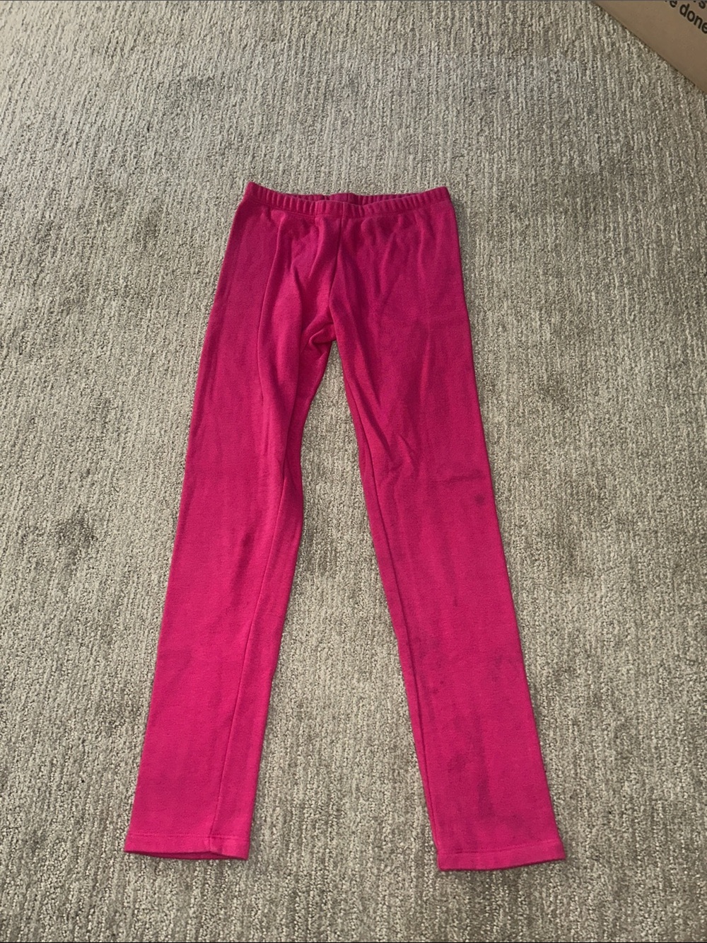 Girls Hot Pink Fleece-Lined Leggings for Everyday Wear